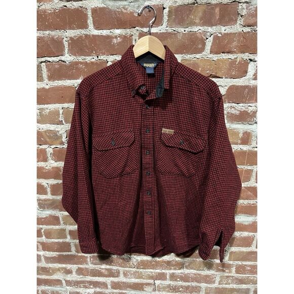 Woolrich Vintage Mens Red Checkerd Wool Long Sleeve Button Up Shirt Size XL - Picture 1 of 3